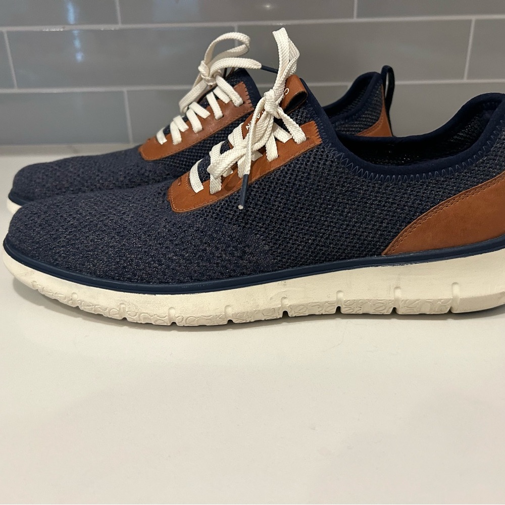 Cole Haan Zerogrand Stitchlite Oxford Marine Blue Knit / Ivory Mens‎ 13 EUC